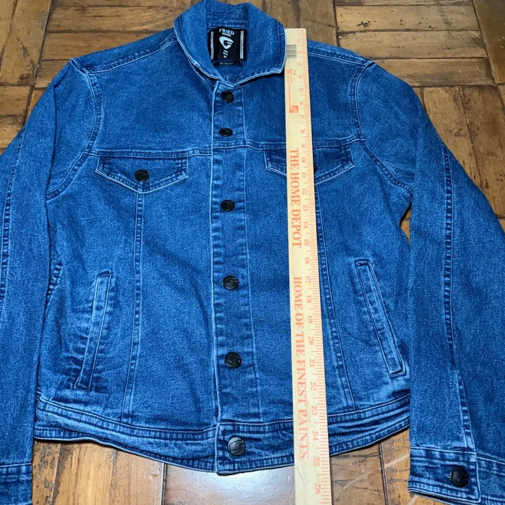 Fried Denim Mens Dark Wash Slim Fit Trucker Jacket Blue Size Medium